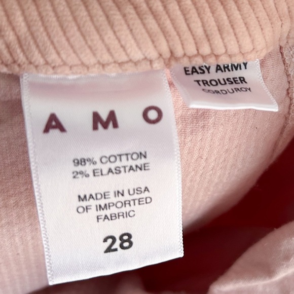 AMO Easy Army Trouser Corduroy Pink Clay Sz 29 Ankle Length - Picture 6 of 7